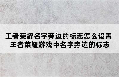 王者荣耀名字旁边的标志怎么设置 王者荣耀游戏中名字旁边的标志